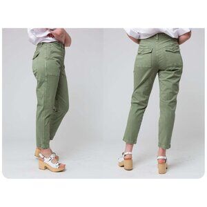 Amo Sybil Military Twill Pant Womens Tapered Fit Low Rise Army Green Size 27